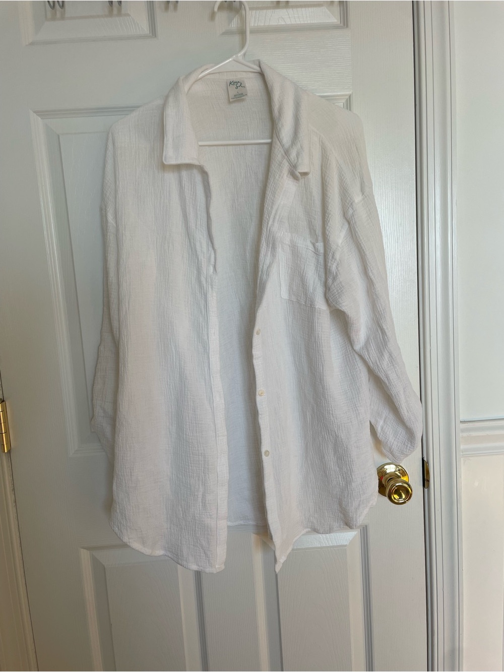 Kona Sol White Lightweight Button-Front Swim Coverup Shirt